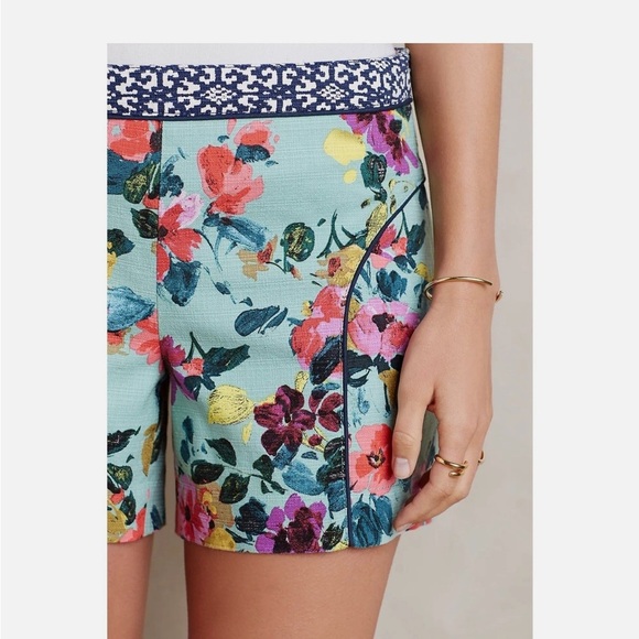 Anthropologie Cartonnier SkyFlower Patterned Fabric Short  in Size 8 - Picture 3 of 14